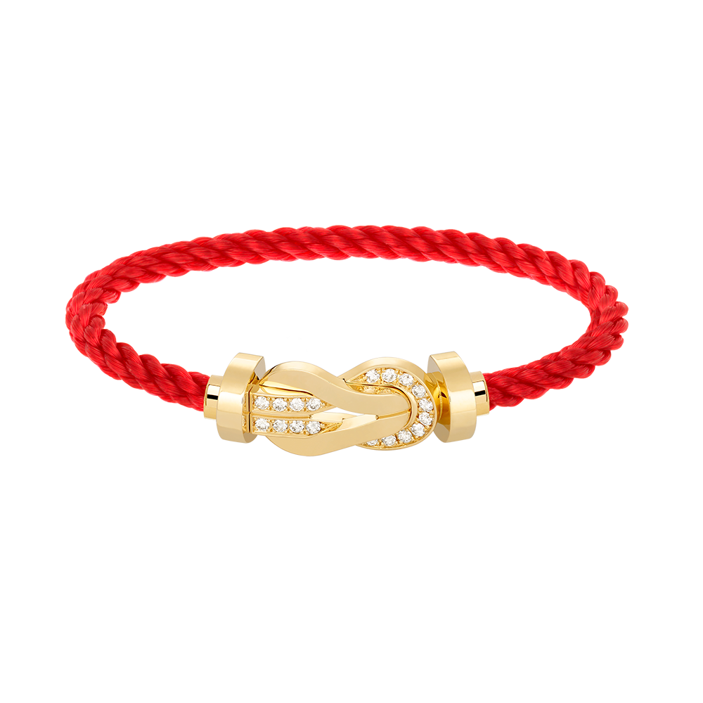 FRED CHANCE LARGE 8 FIGURE BUCKLE HALF DIAMOND BRACELET GOLD
