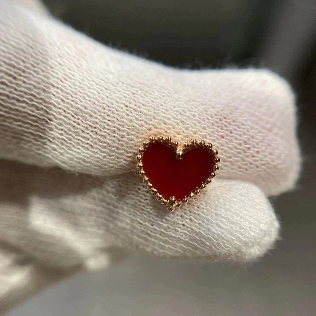 VCA HEART CARNELIAN STUD EARRINGS