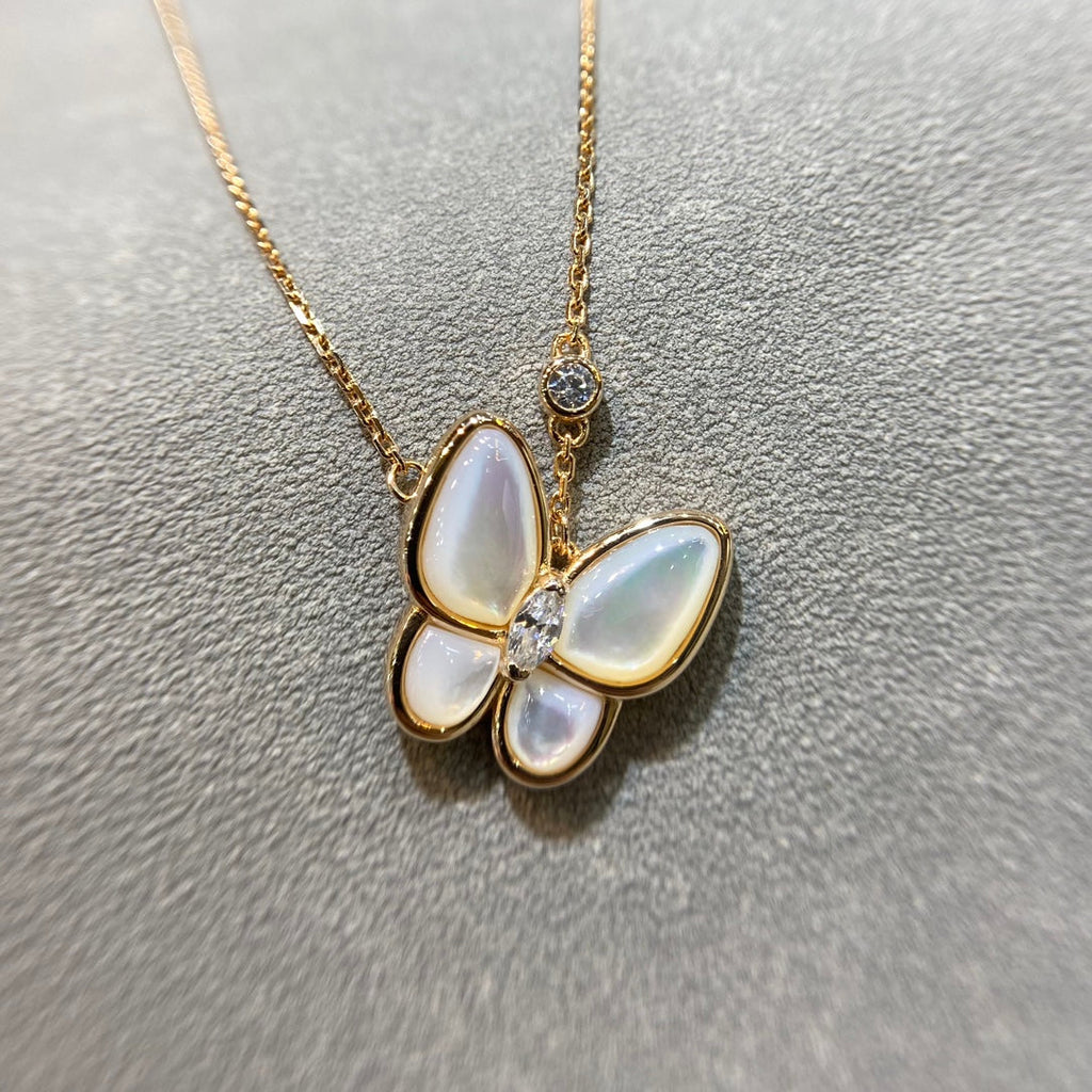 VCA BUTTERFLY MOP DIAMOND NECKLACE