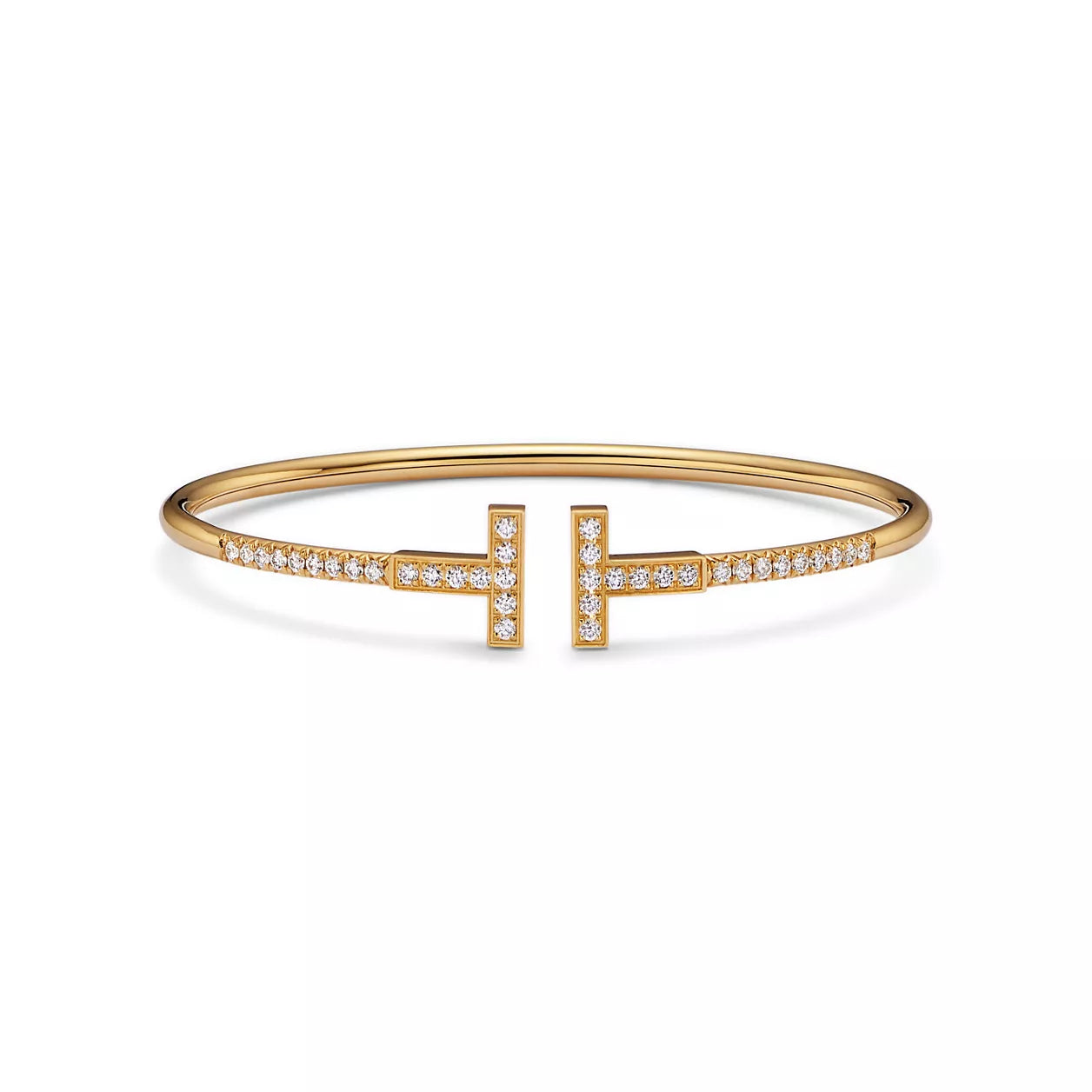 Tiffany T Pavé Diamond Wire Bangle Bracelets