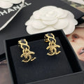 Chanel Black Leather Earrings