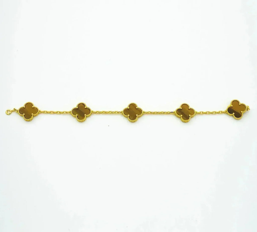 VCA CLOVER 5 MOTIFS TIGER EYE BRACELET COLLECTION