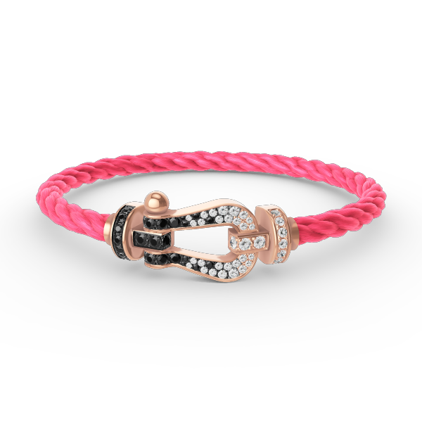 FRED FORCE LARGE HORSESHOE BLACK WHITE DIAMOND BRACELET ROSE GOLD