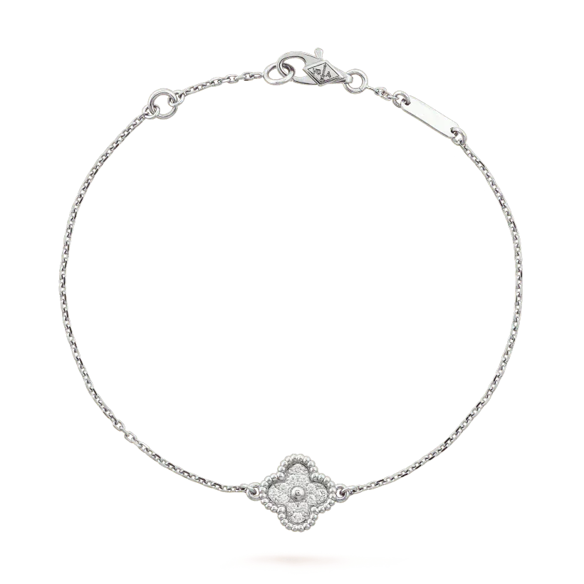 VCA CLOVER SINGLE FLOWER BRACELET SILVER