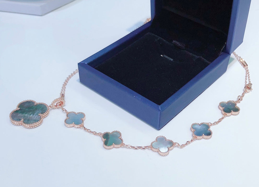 VCA COMBINED BRACELET 5 MOTIFS AND NECKLACE DARK MOP ROSE GOLD